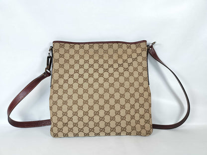 GUCCI GG Canvas Shoulder Bag 113013 Beige/Wine Red W30cm Shoulder Bag