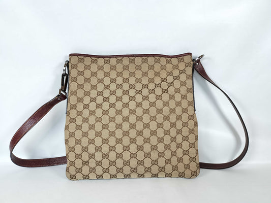 GUCCI GG Canvas Shoulder Bag 113013 Beige/Wine Red W30cm Shoulder Bag