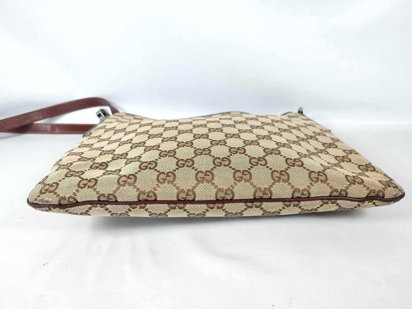 GUCCI GG Canvas Shoulder Bag 113013 Beige/Wine Red W30cm Shoulder Bag