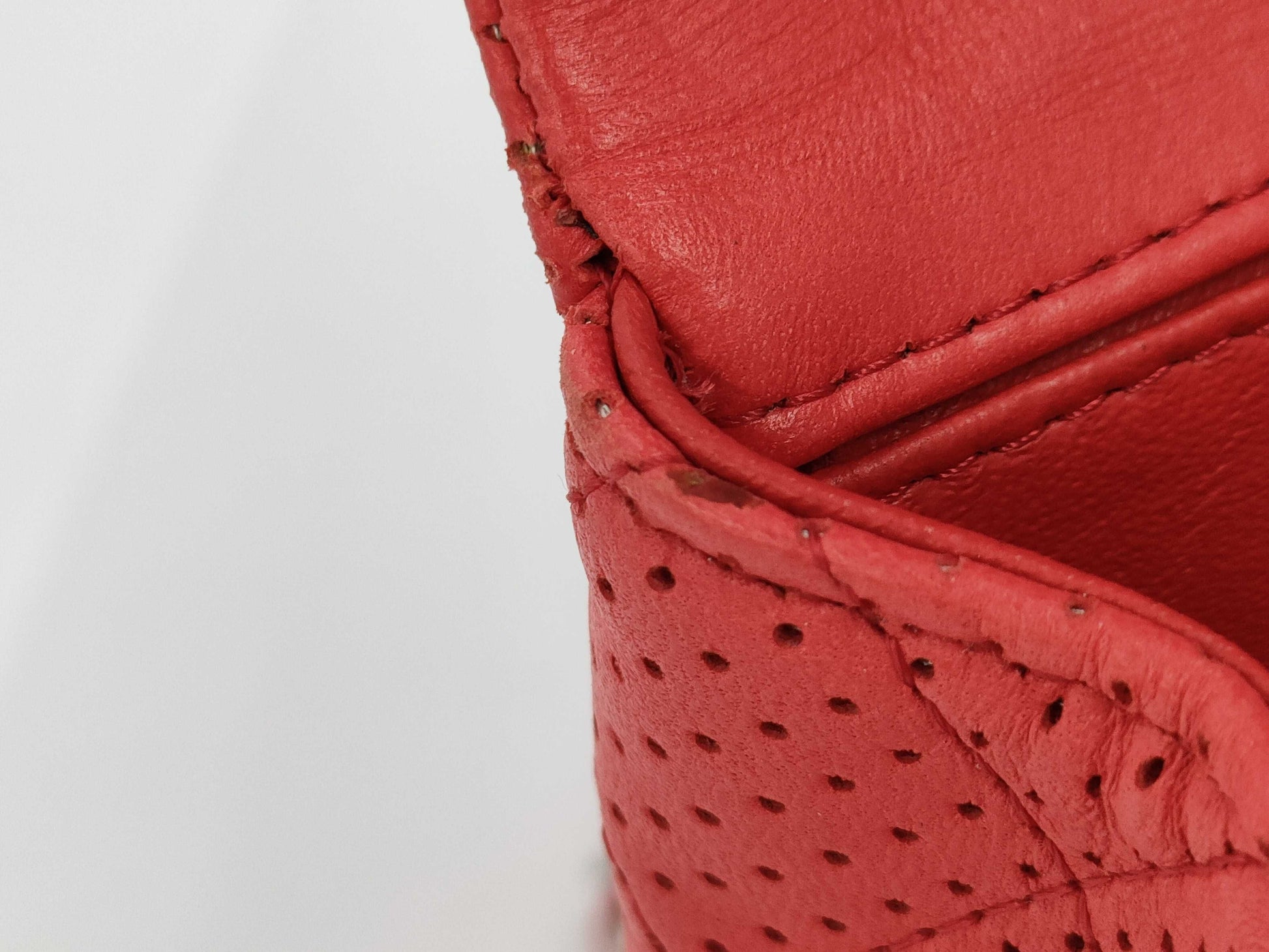 CHANEL Punched Chain Shoulder Bag, Red, 11253789