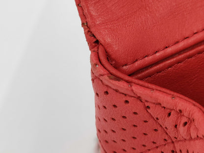 CHANEL Punched Chain Shoulder Bag, Red, 11253789