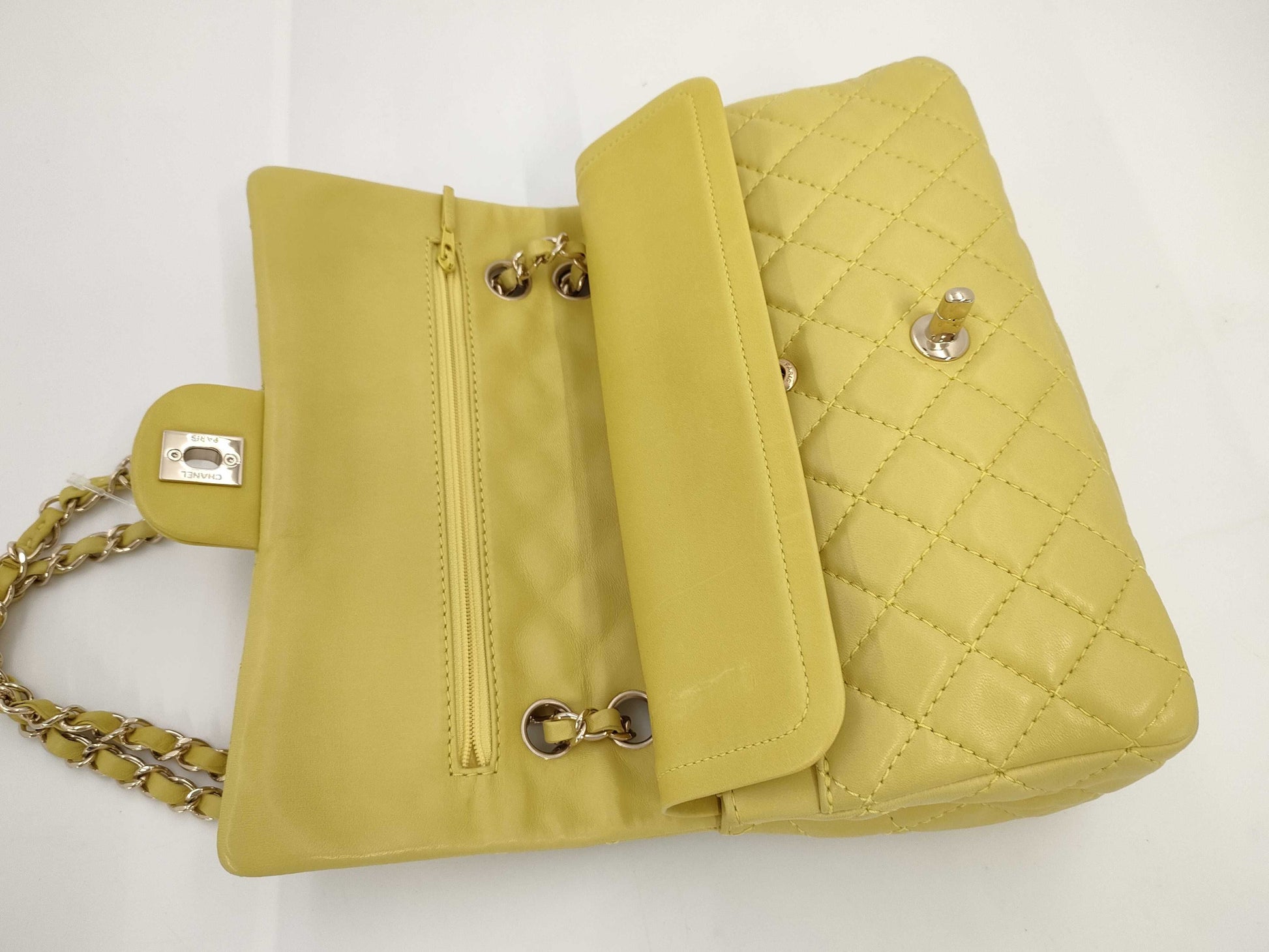 CHANEL Matelasse Chain Shoulder Bag, Yellow, 12846525