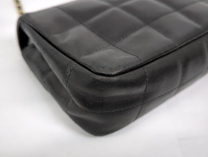 CHANEL Lambskin Chocolate Bar with Camellia Charm Chain Shoulder Bag