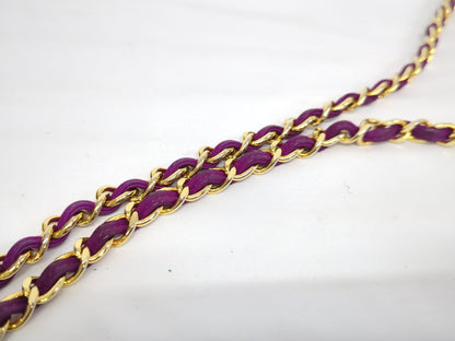 CHANEL Velour Deca Coco Fringe Chain Shoulder Bag Purple