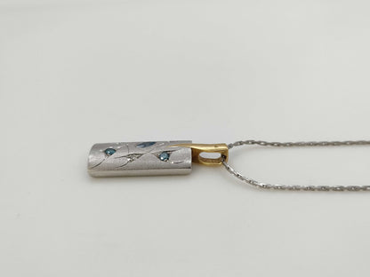 Koji Iwakura Necklace with 0.23ct Treated Diamond and 0.05ct Colorless Diamond, 18K Gold/PT900/Metal, 7.9g 