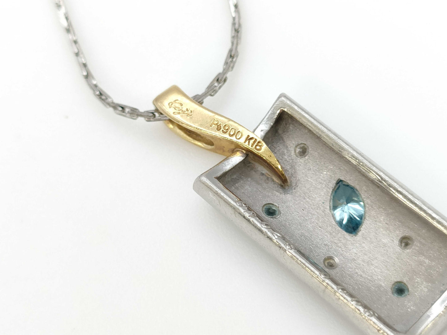 Koji Iwakura Necklace with 0.23ct Treated Diamond and 0.05ct Colorless Diamond, 18K Gold/PT900/Metal, 7.9g 