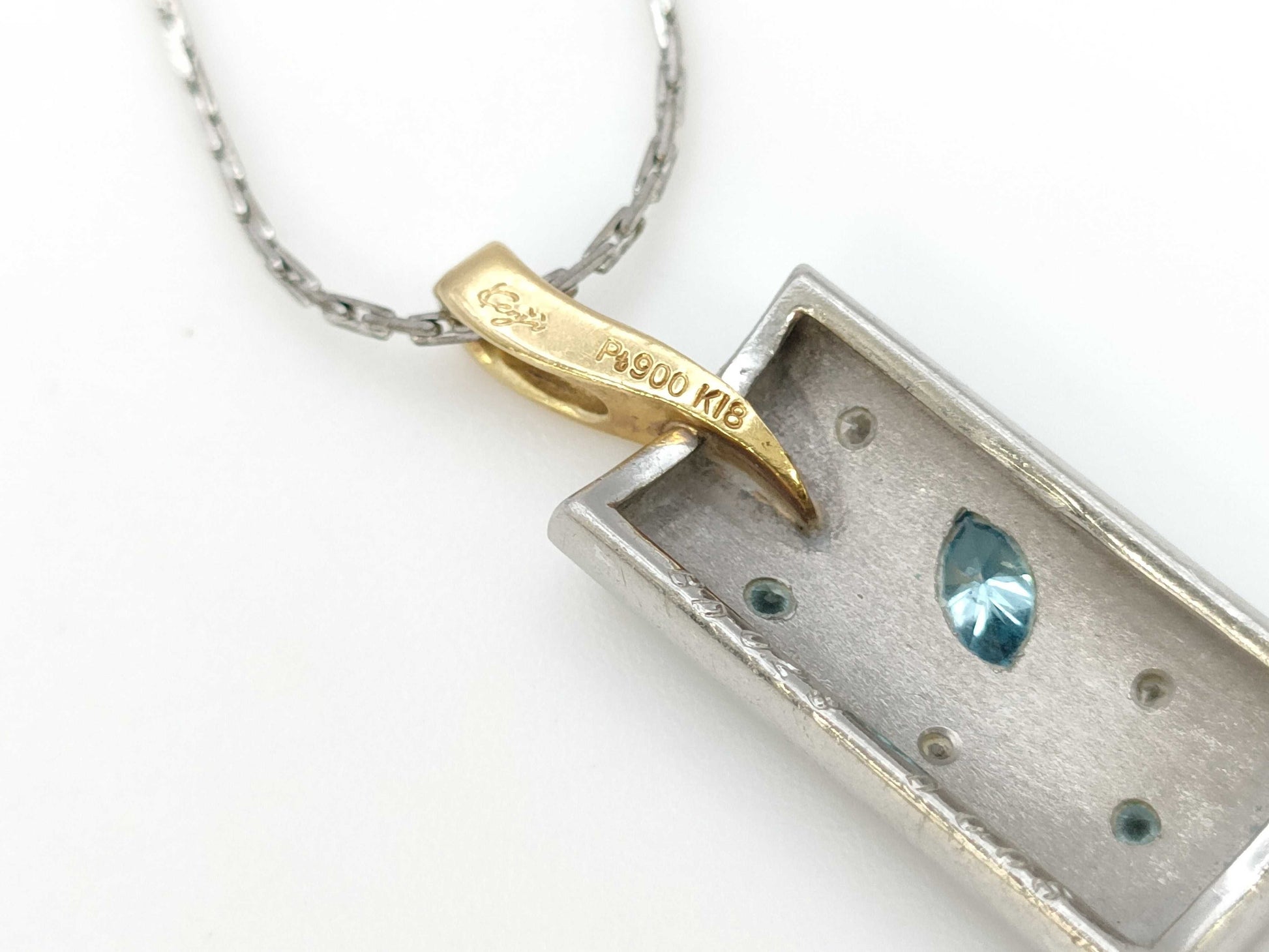 Koji Iwakura Necklace with 0.23ct Treated Diamond and 0.05ct Colorless Diamond, 18K Gold/PT900/Metal, 7.9g 