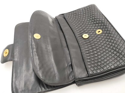 BALLY Chain Shoulder Bag Black Quilted Bag