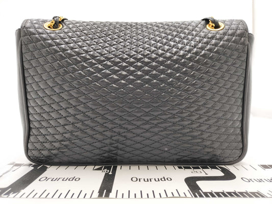 BALLY Chain Shoulder Bag Black Quilted Bag