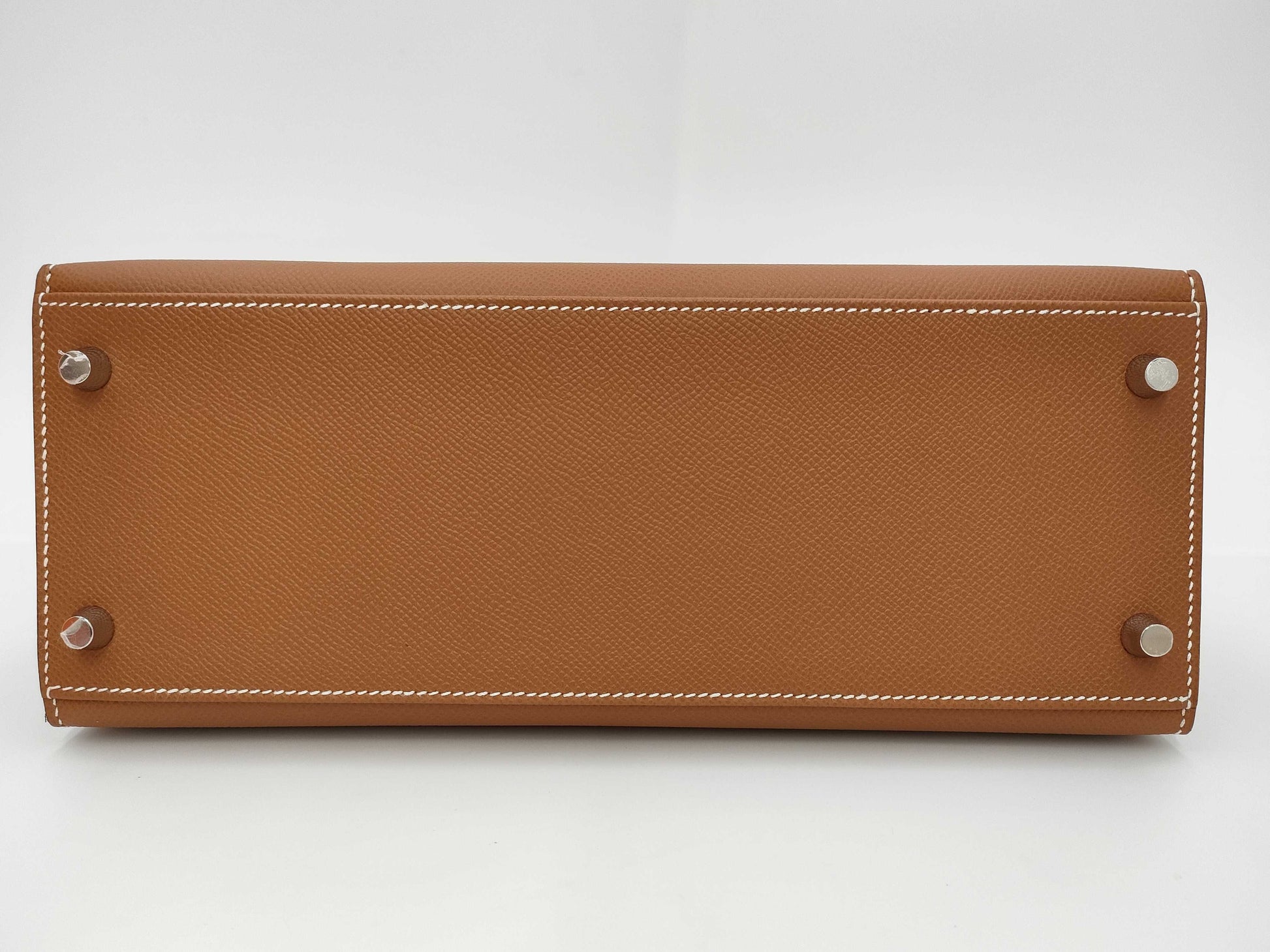 HERMES Kelly 28 Epsom Gold with Silver Hardware and Silver-Tone W Stamp