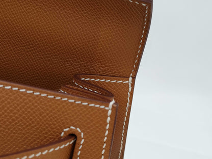 HERMES Kelly 28 Epsom Gold with Silver Hardware and Silver-Tone W Stamp