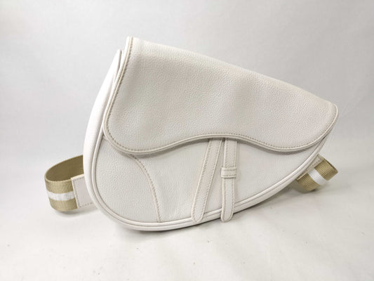 Dior Saddle Bag Leather White Shoulder Bag