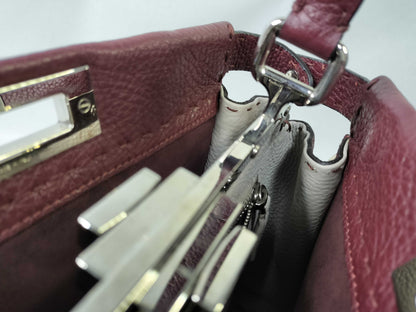 FENDI Peekaboo Medium Selleria x Python Burgundy 2-way Handbag 8BN290