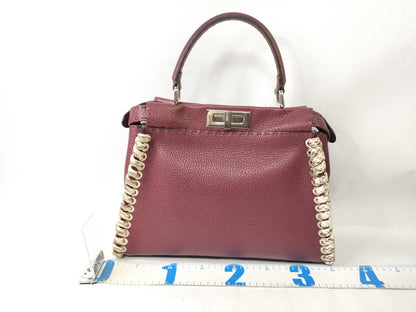 FENDI Peekaboo Medium Selleria x Python Burgundy 2-way Handbag 8BN290