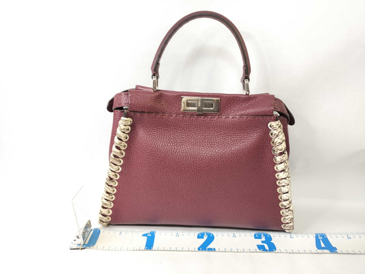 FENDI Peekaboo Medium Selleria x Python Burgundy 2-way Handbag 8BN290