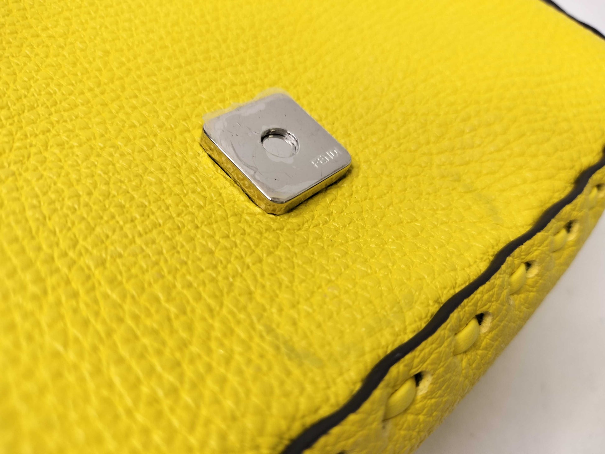 FENDI Mini Bucket Selleria 2-Way Handbag Yellow 8BS017