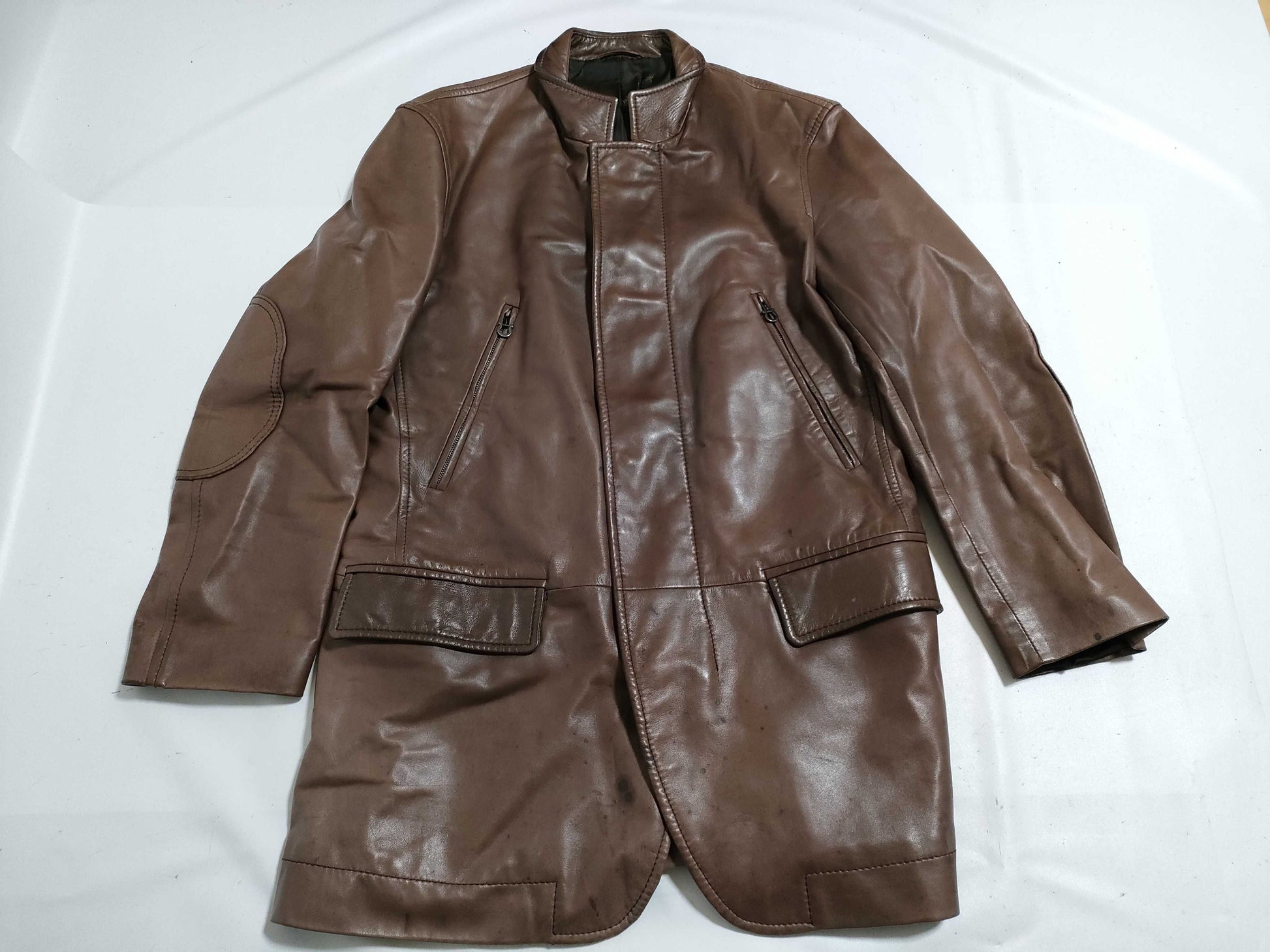 Salvatore Ferragamo Gancini Leather Jacket, Lambskin with Gancini Hardware