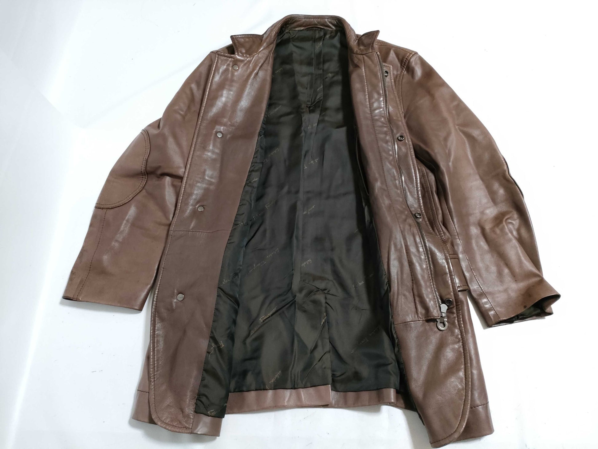 Salvatore Ferragamo Gancini Leather Jacket, Lambskin with Gancini Hardware