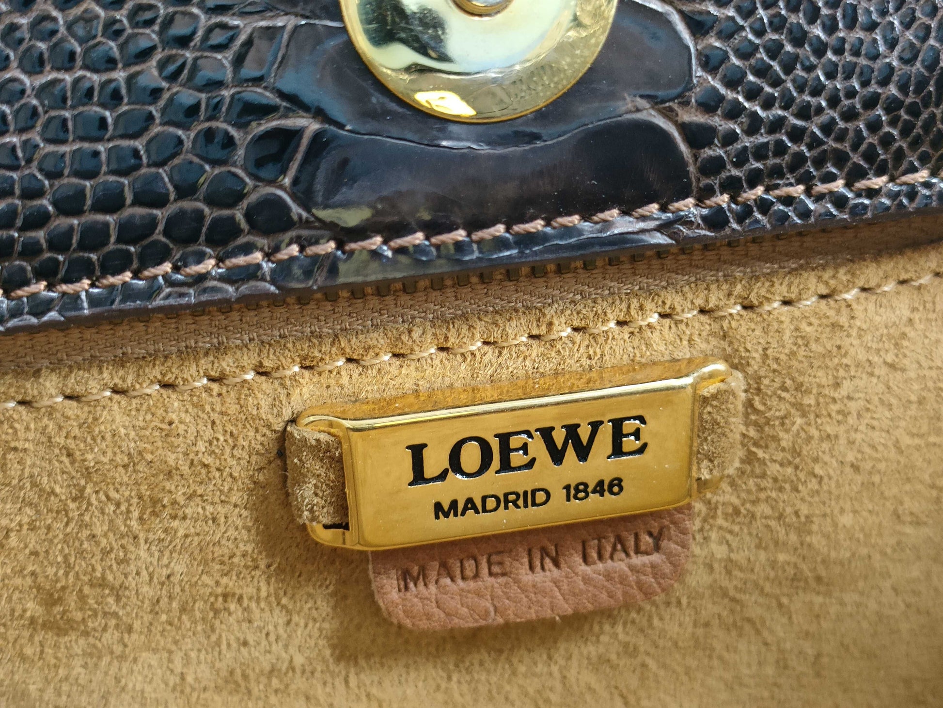 LOEWE Crocodile Handbag Brown Handbag