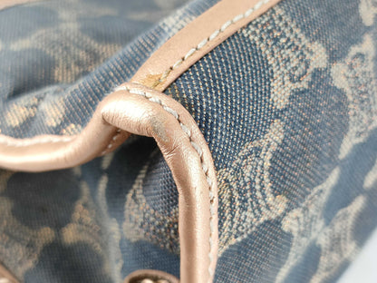 CELINE Macadam Denim Leather Handbag in Gray and Bronze