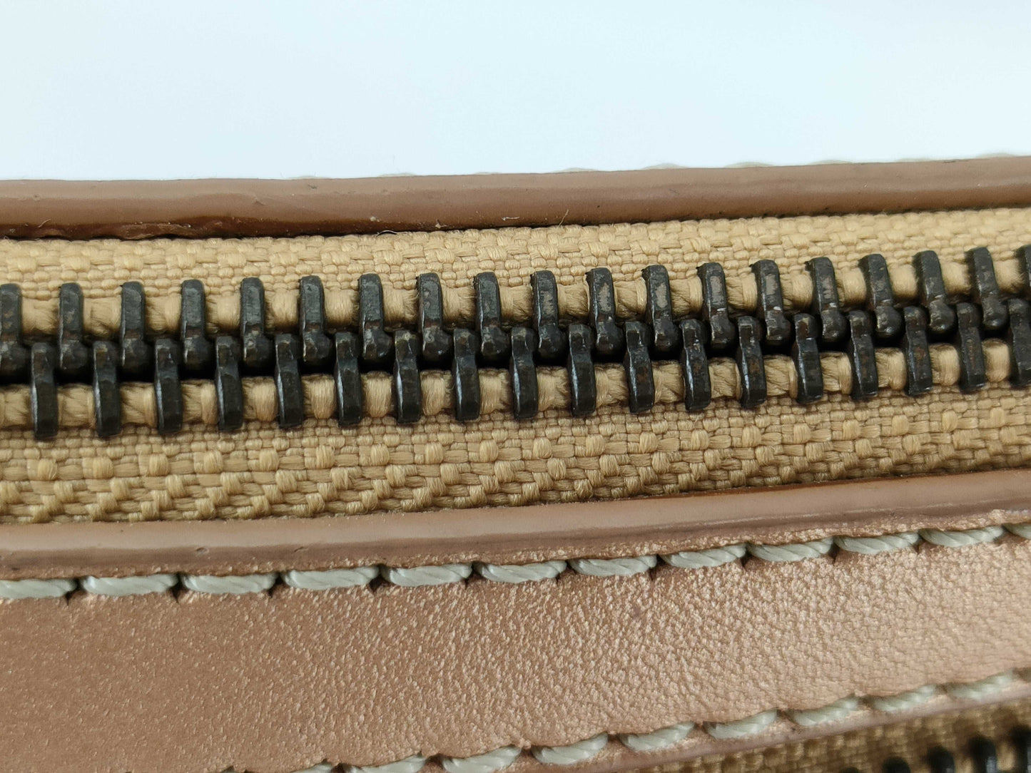 CELINE Macadam Denim Leather Handbag in Gray and Bronze