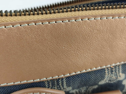 CELINE Macadam Denim Leather Handbag in Gray and Bronze