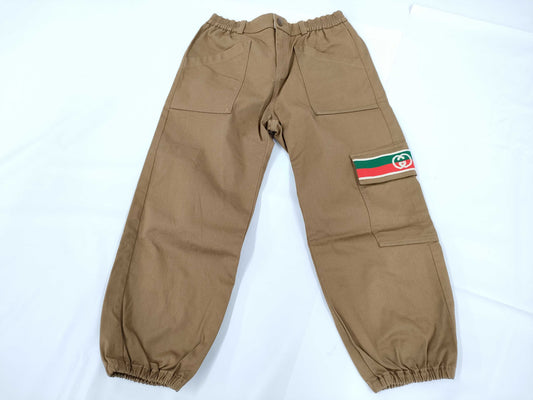 GUCCI Kids' Cotton Cargo Pants, Sherry Line, Brown, Size 8