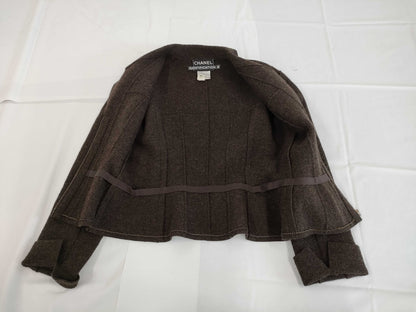 CHANEL Jacket P14021V08014 99A Women's Wool Brown Jacket Size 40