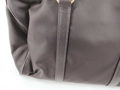 PRADA Re-Nylon Saffiano Leather Medium Black Handbag 1BB233