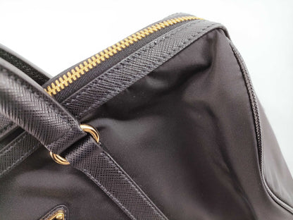 PRADA Re-Nylon Saffiano Leather Medium Black Handbag 1BB233