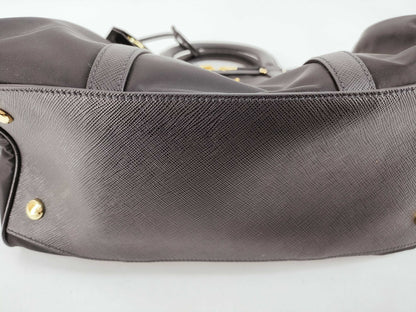 PRADA Re-Nylon Saffiano Leather Medium Black Handbag 1BB233