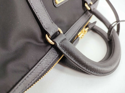 PRADA Re-Nylon Saffiano Leather Medium Black Handbag 1BB233