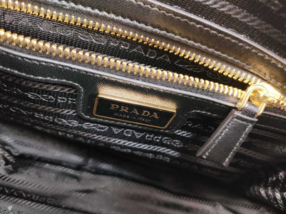 PRADA Re-Nylon Saffiano Leather Medium Black Handbag 1BB233