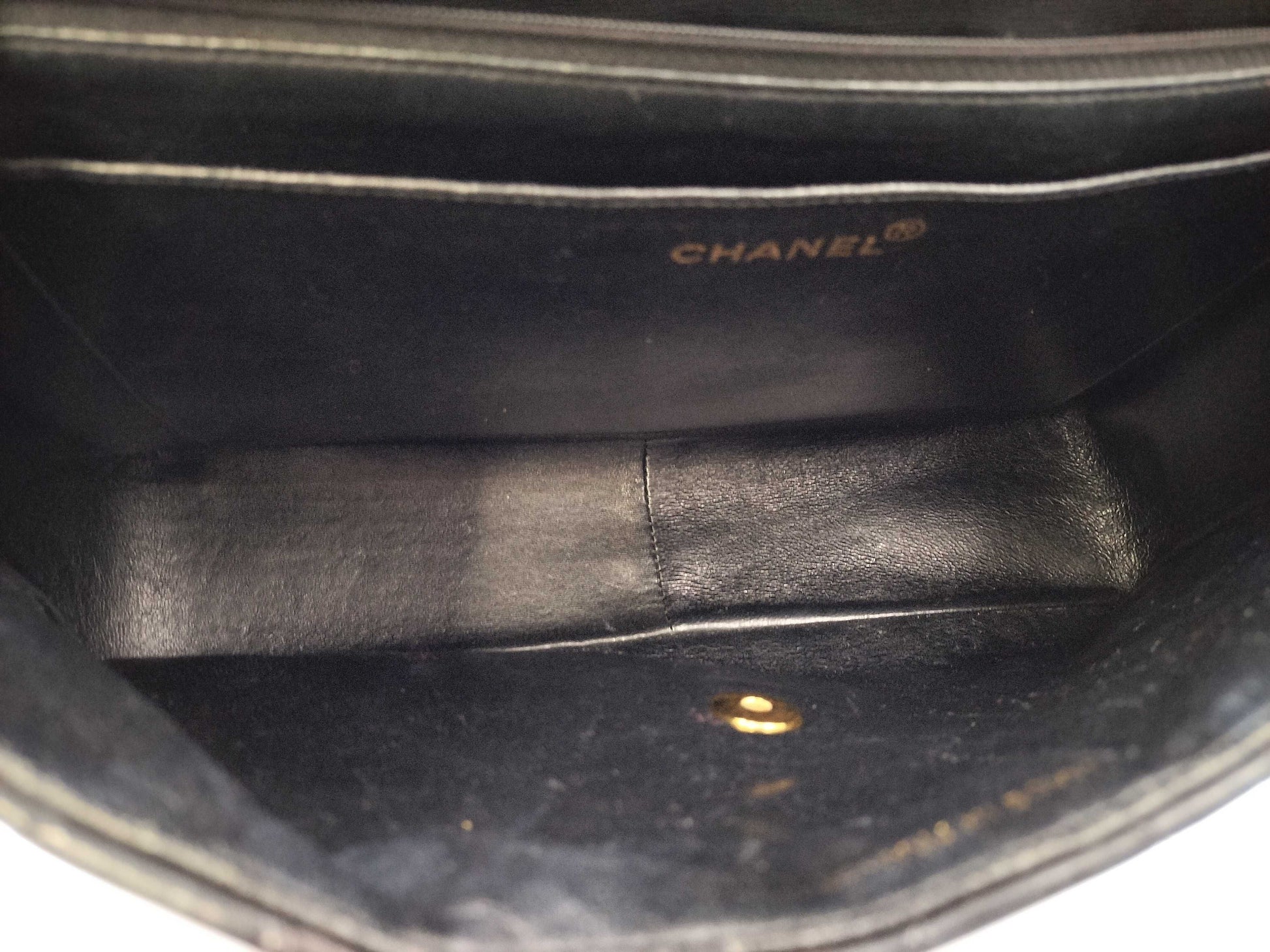 CHANEL Deca Matelasse Chain Shoulder Bag in Black Lambskin