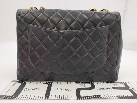CHANEL Deca Matelasse Chain Shoulder Bag in Black Lambskin