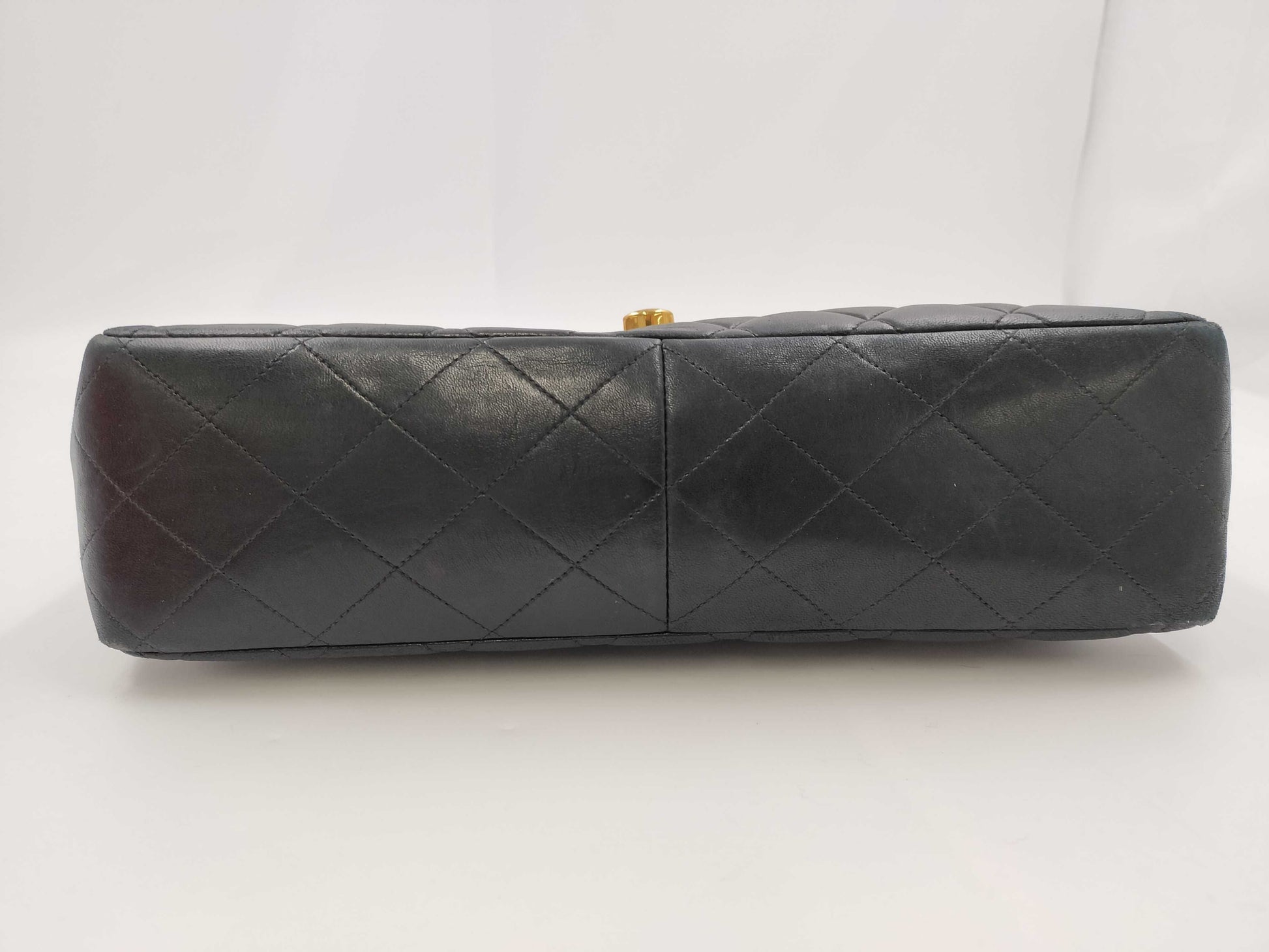 CHANEL Deca Matelasse Chain Shoulder Bag in Black Lambskin