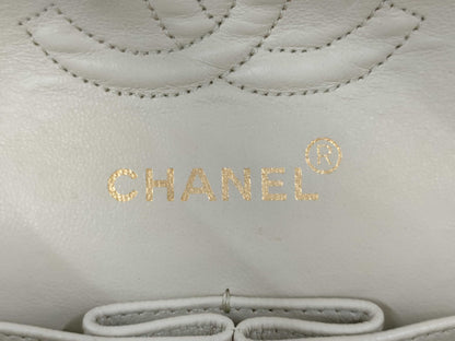CHANEL Matelasse Chain Shoulder Bag 23, White Lambskin