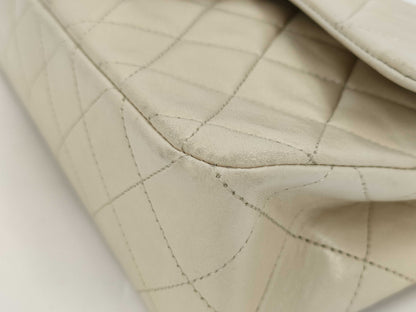CHANEL Matelasse Chain Shoulder Bag 23, White Lambskin