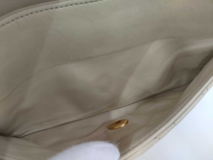 CHANEL Matelasse Chain Shoulder Bag 23, White Lambskin