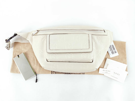 GUCCI Guccissima Body Bag White 645098 Waist Bag