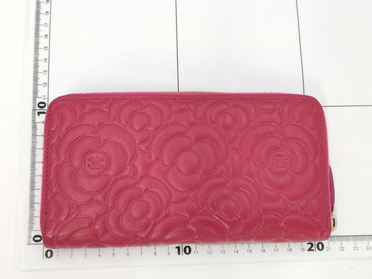 CHANEL Camellia Round Zip Wallet