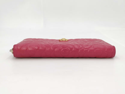 CHANEL Camellia Round Zip Wallet