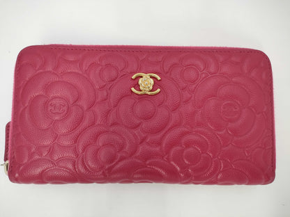CHANEL Camellia Round Zip Wallet
