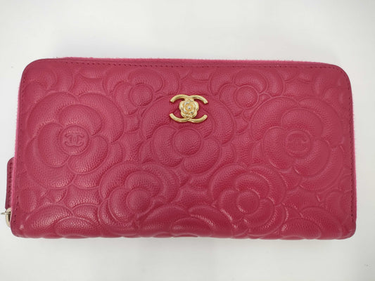 CHANEL Camellia Round Zip Wallet