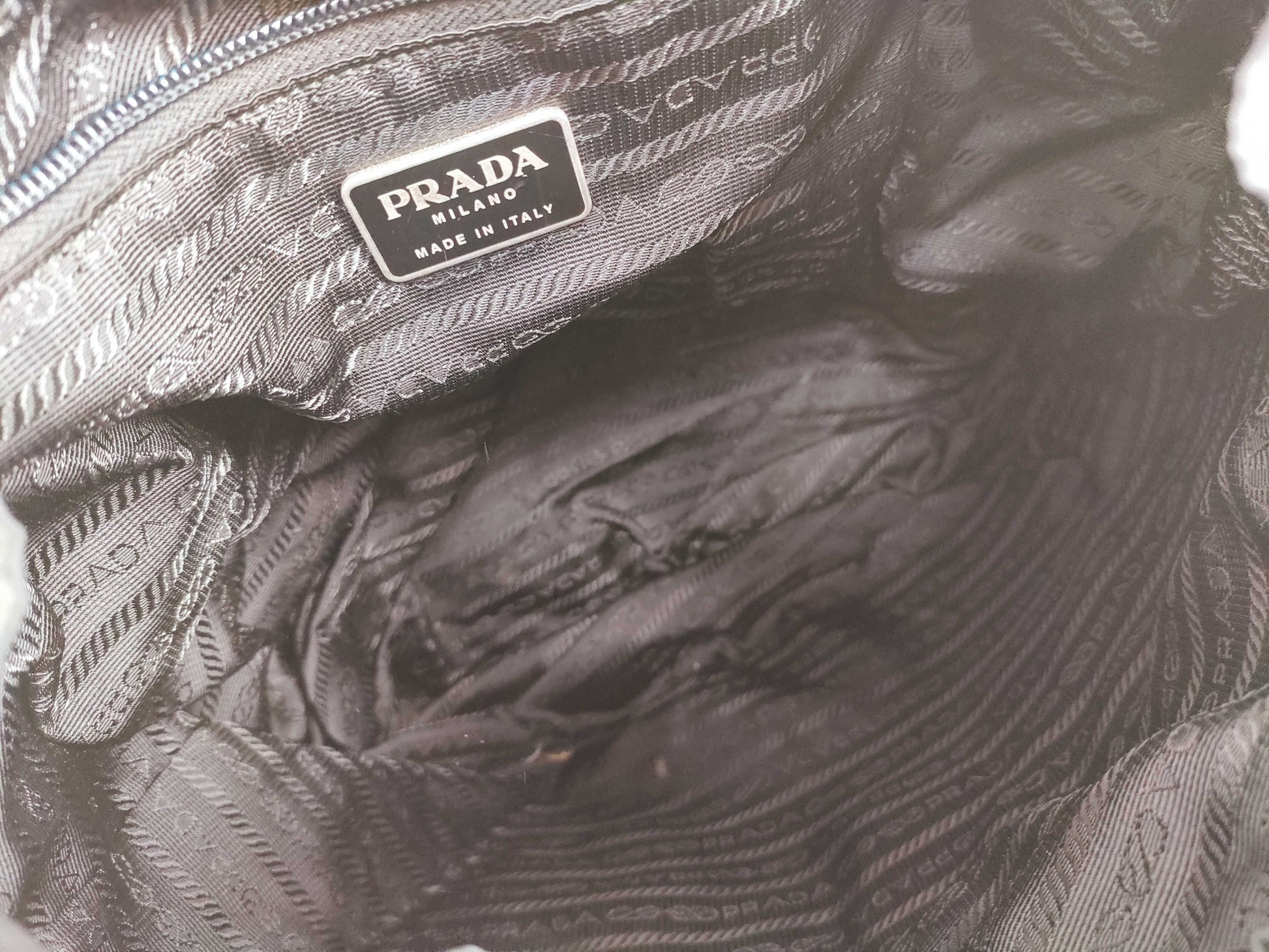 PRADA Nylon Backpack with Triangle Logo, Black, Guarantee Card Included