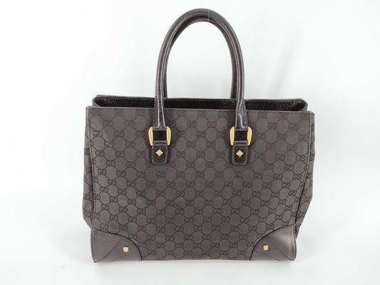 GUCCI GG Canvas Studded Tote Bag, Black, 120897