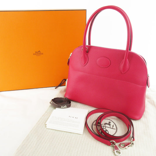 HERMES Z Stamp Bolide 27 Framboise Pink Epson Handbag Shoulder Bag