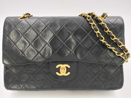 CHANEL Double Flap 25 Lamb Chain Shoulder Bag with Seal