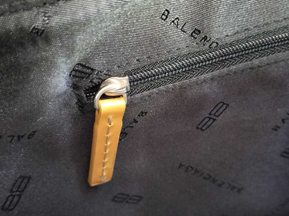 BALENCIAGA BB logo canvas and leather tote bag