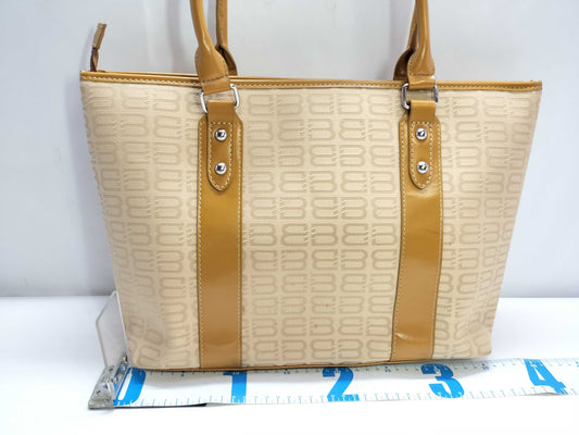BALENCIAGA BB logo canvas and leather tote bag